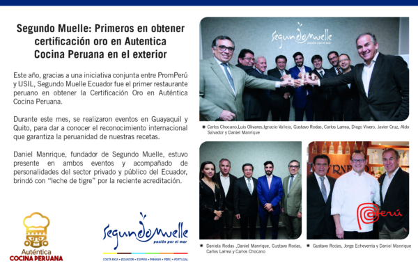 Segundo Muelle: Primeros en obtener certificación oro en Autentica Cocina Peruana en el exterior